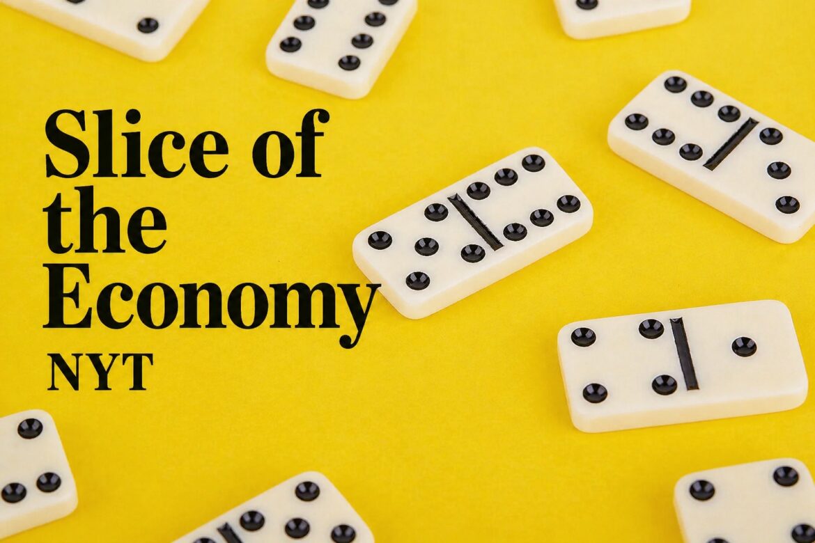 Slice of the Economy NYT concept showing different economic sectors like technology, finance, healthcare, and retail